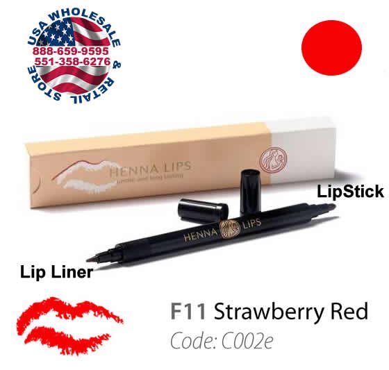 HennaLips Natural Henna Lip Liner and Lipstick Pen Strawberry Red Color
